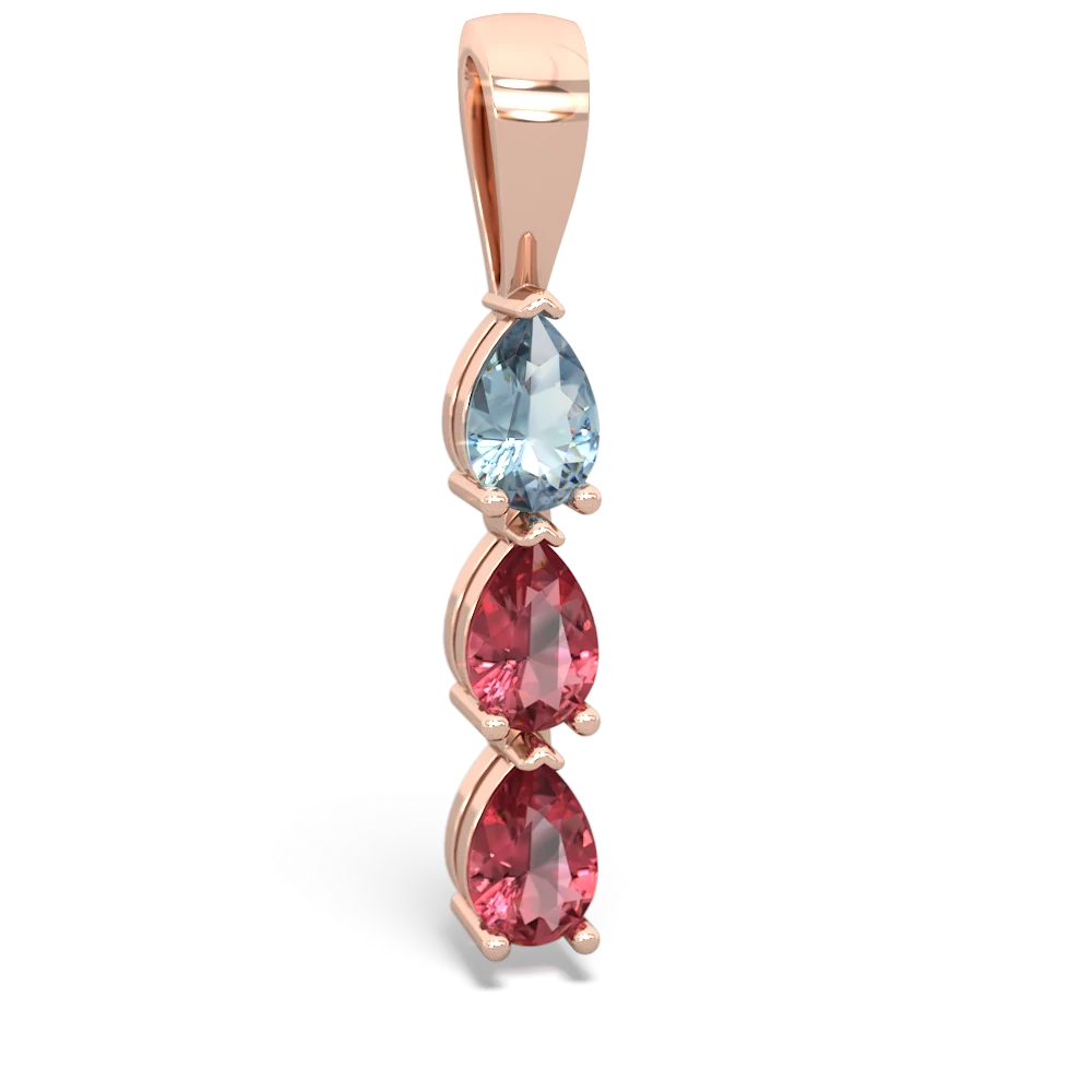 Aquamarine Dew Drops 14K Rose Gold pendant P2251