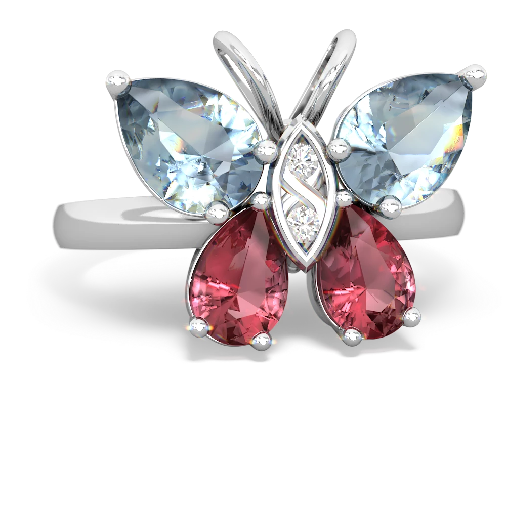 Aquamarine Butterfly 14K White Gold ring R2215