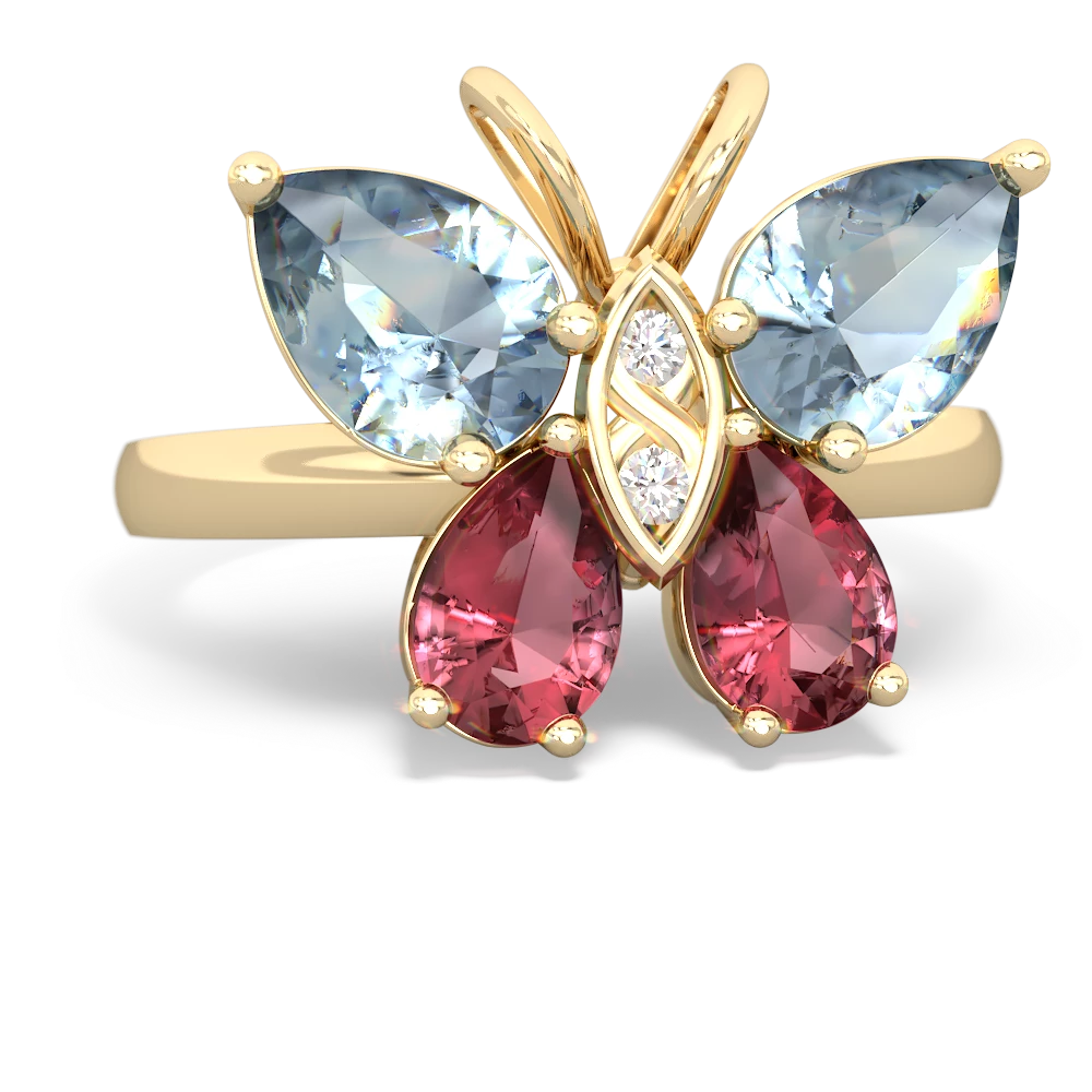 Aquamarine Butterfly 14K Yellow Gold ring R2215