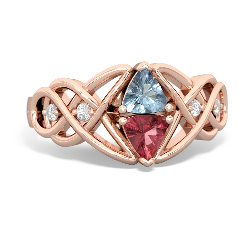 Aquamarine Keepsake Celtic Knot 14K Rose Gold ring R5300