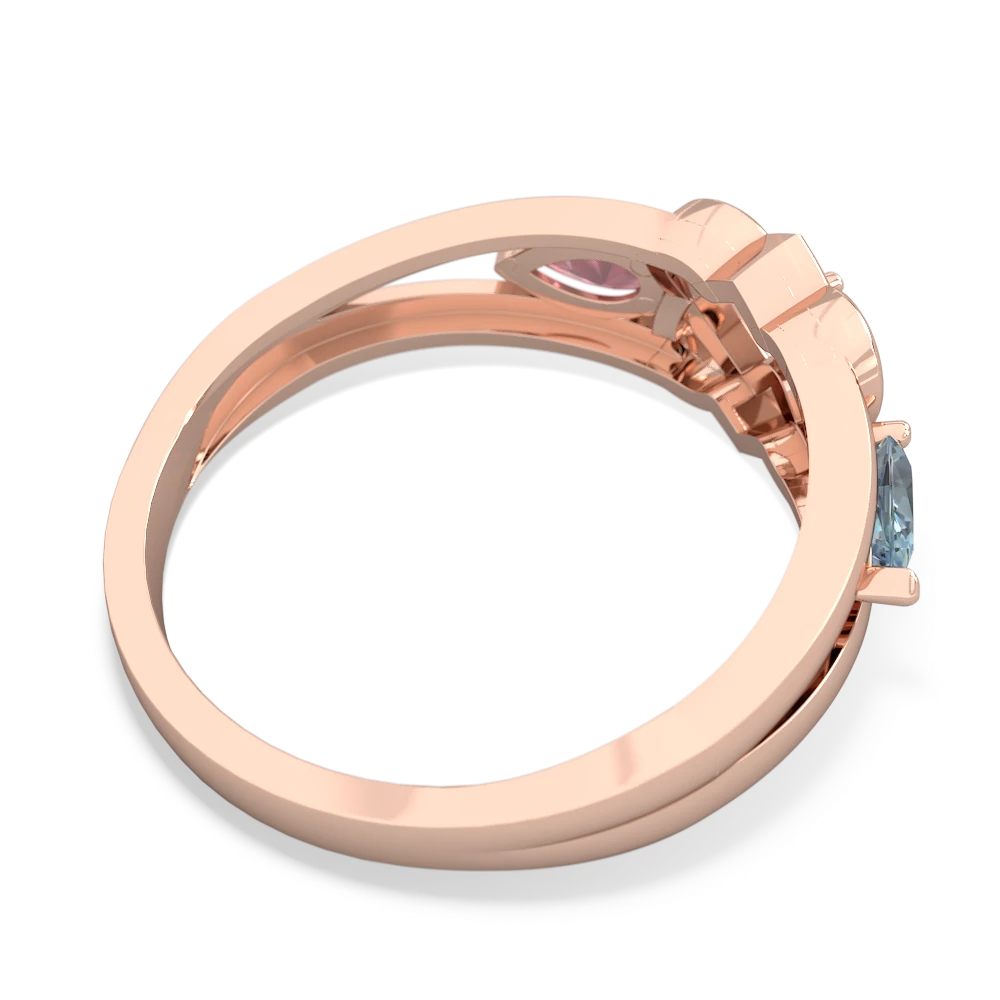 Aquamarine Hearts Intertwined 14K Rose Gold ring R5880