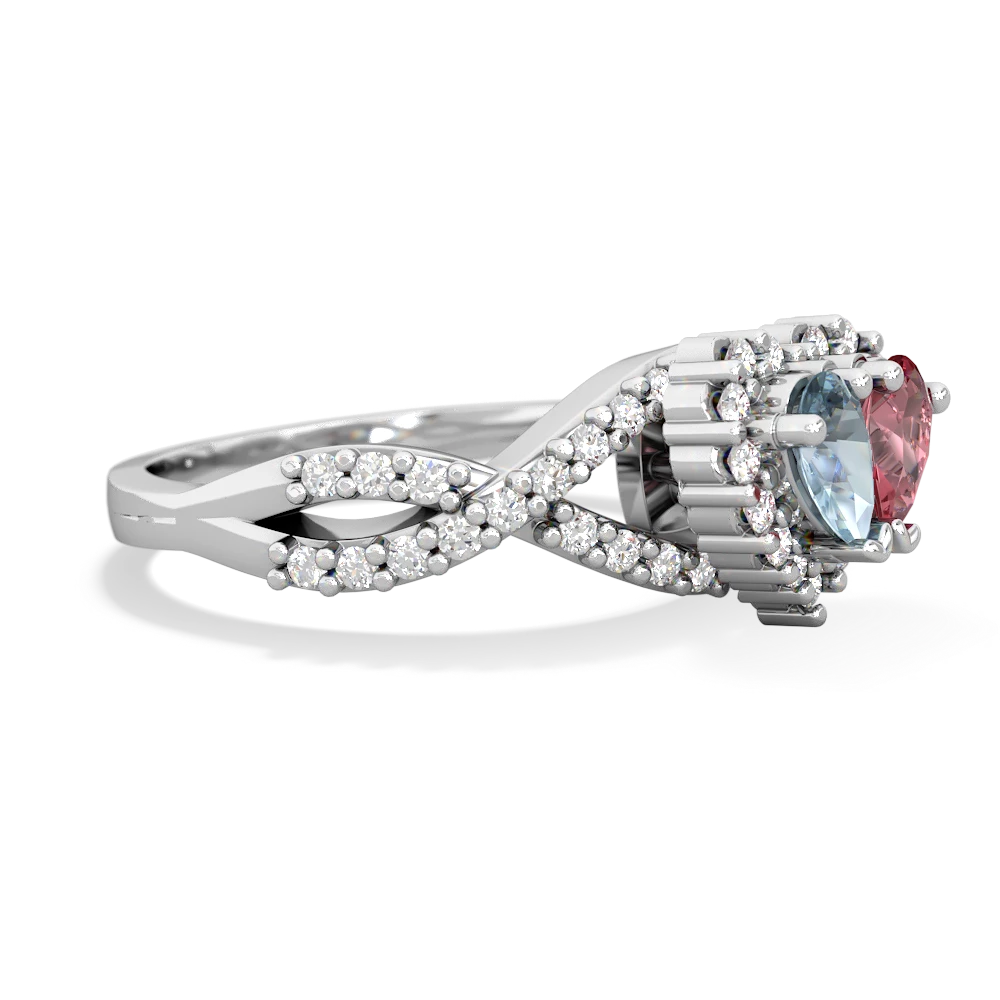 Aquamarine Diamond Twist 'One Heart' 14K White Gold ring R2640HRT