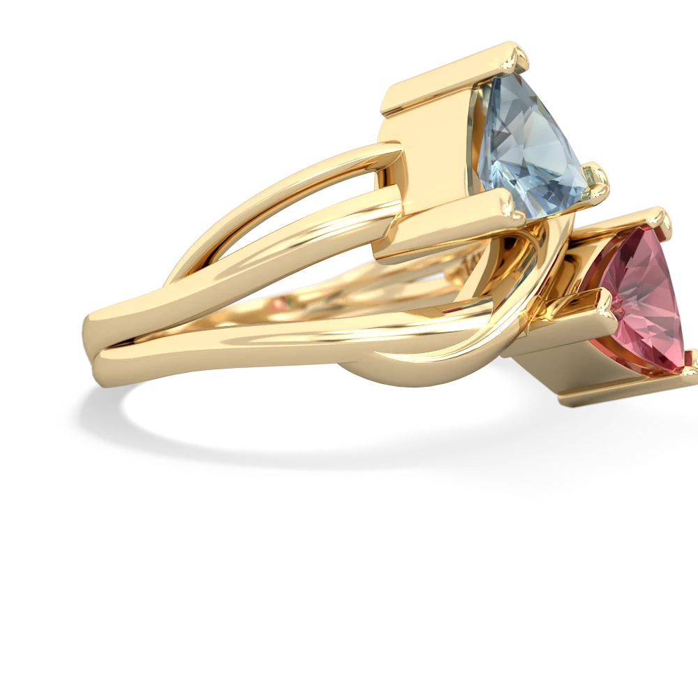 Aquamarine Split Band Swirl 14K Yellow Gold ring R2341