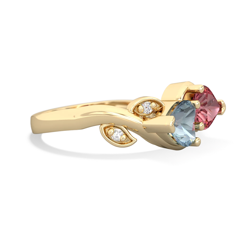 Aquamarine Floral Elegance 14K Yellow Gold ring R5790