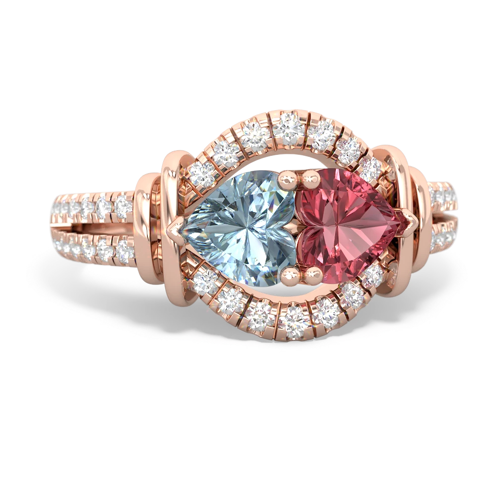Aquamarine Art-Deco Keepsake 14K Rose Gold ring R5630