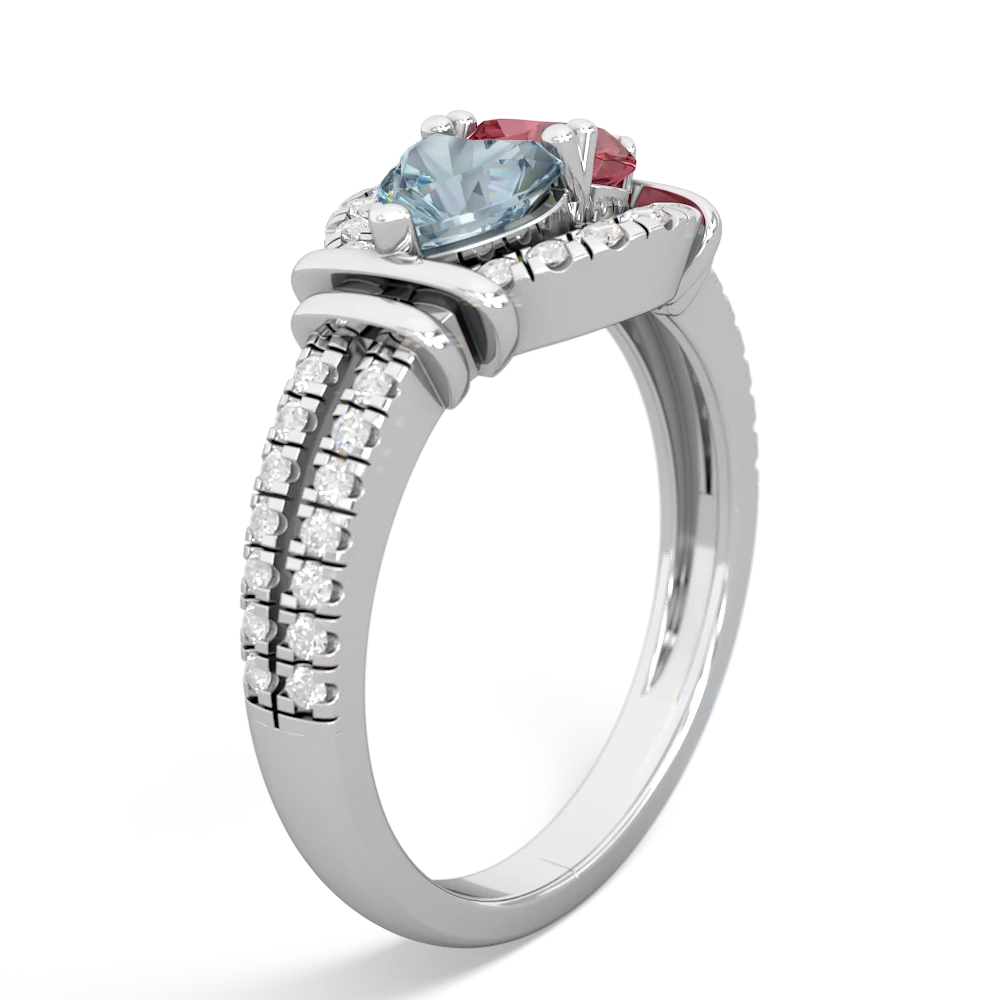 Aquamarine Art-Deco Keepsake 14K White Gold ring R5630