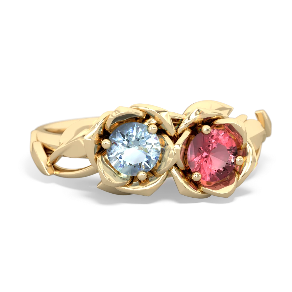 Aquamarine Rose Garden 14K Yellow Gold ring R5510