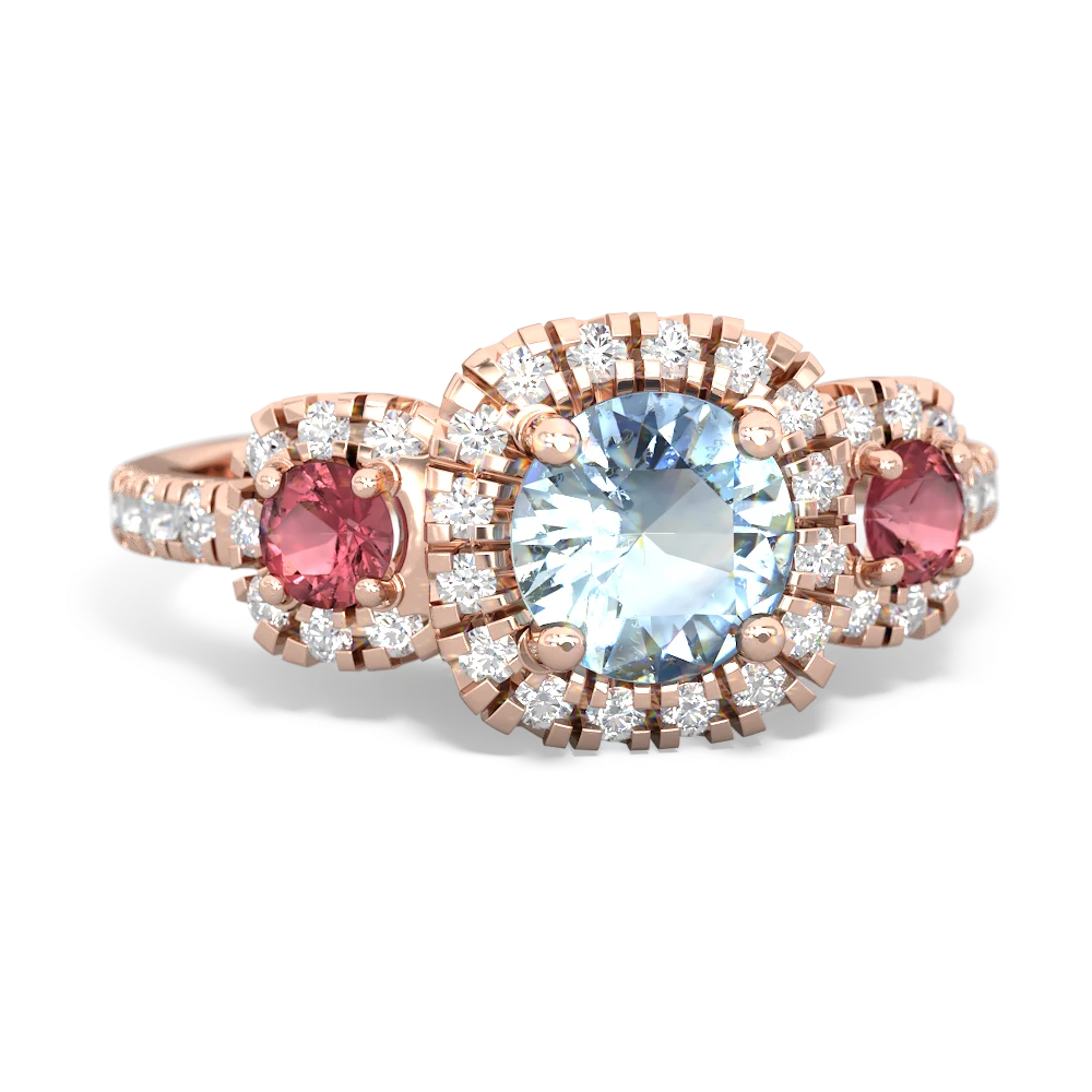 Aquamarine Regal Halo 14K Rose Gold ring R5350