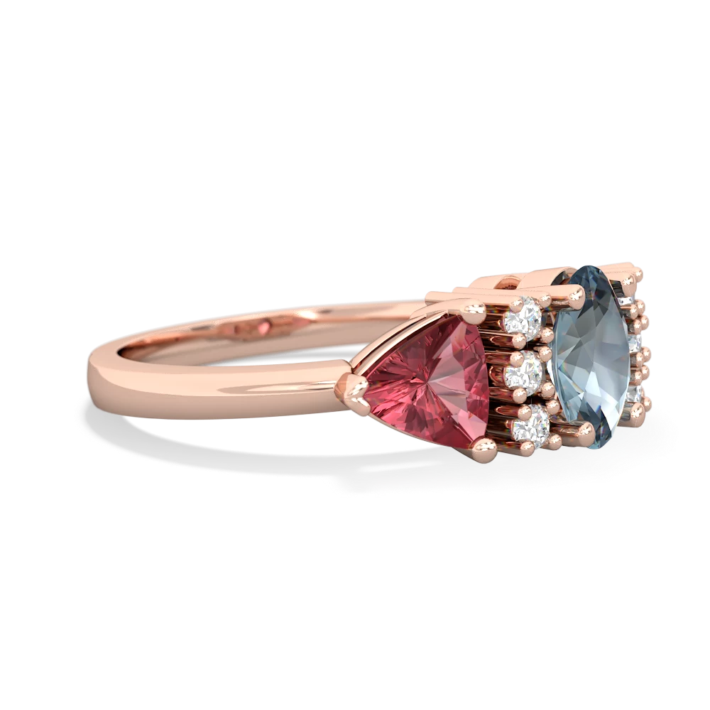 Aquamarine Antique Style Three Stone 14K Rose Gold ring R2186