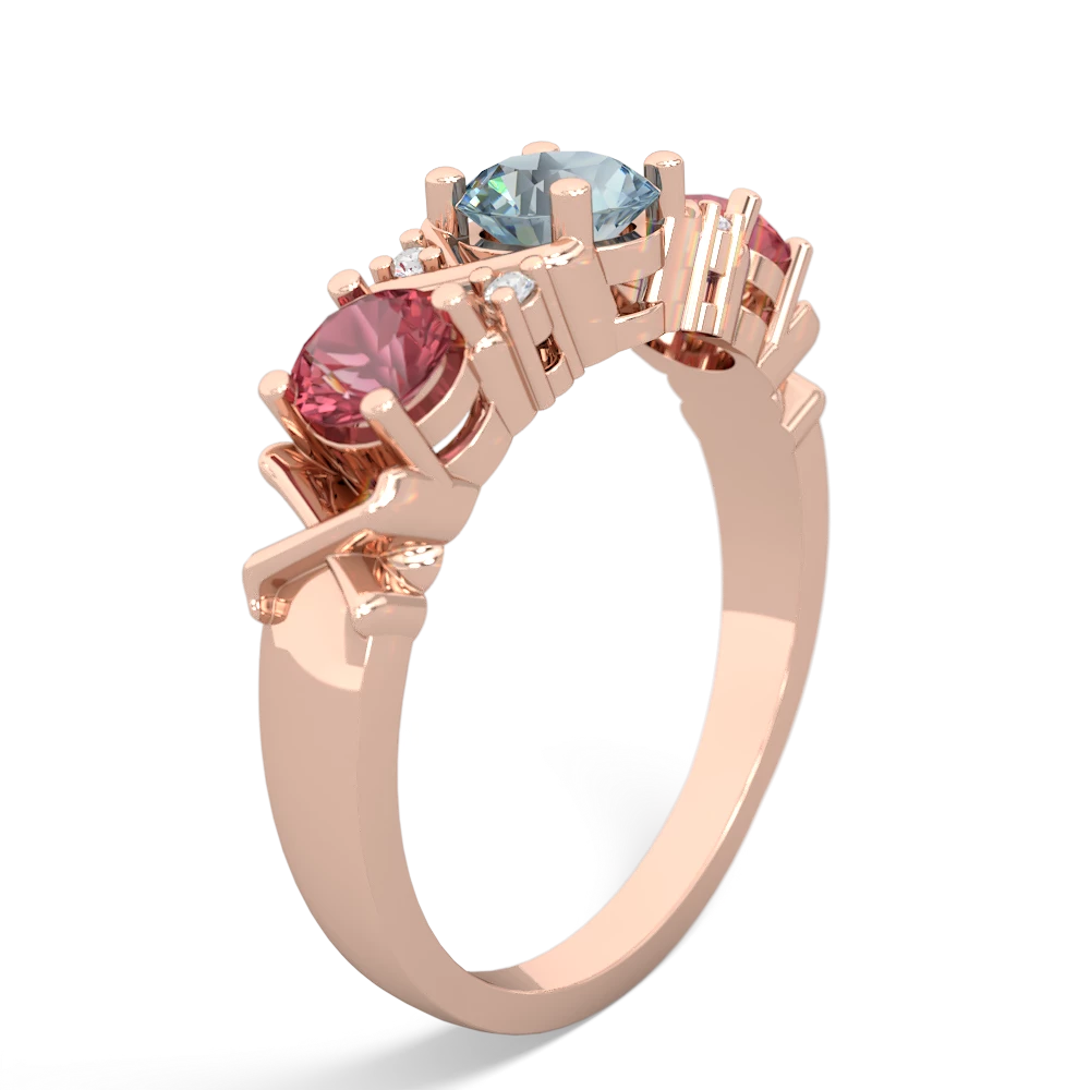 Aquamarine Hugs And Kisses 14K Rose Gold ring R5016