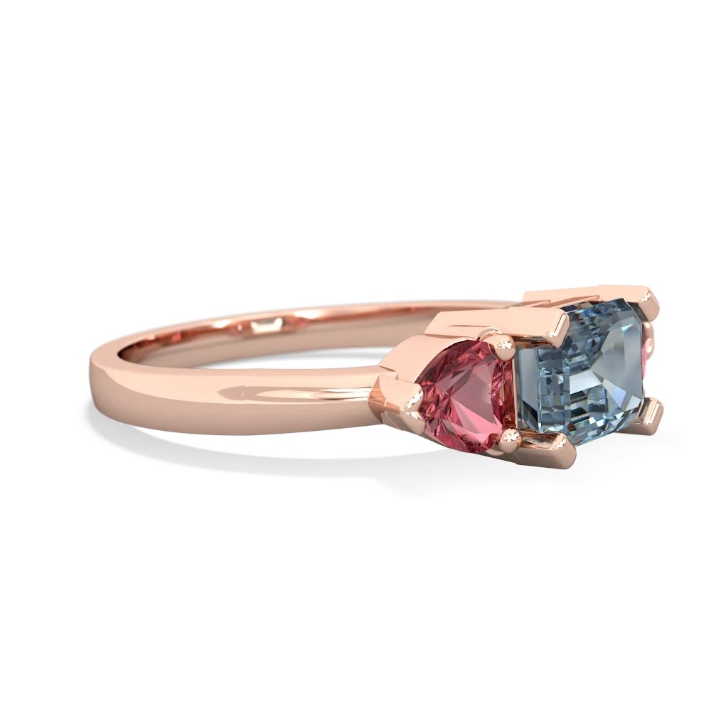 Aquamarine Three Stone 14K Rose Gold ring R5235