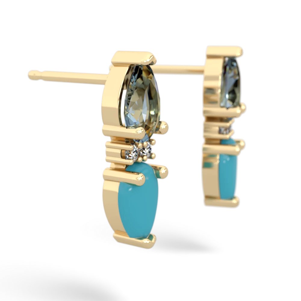 Aquamarine Bowtie Drop 14K Yellow Gold earrings E0865