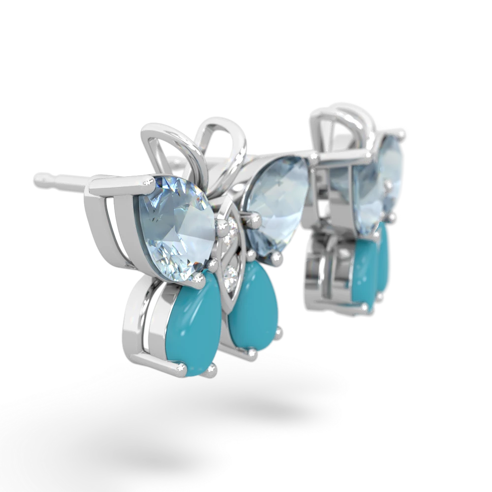 Aquamarine Butterfly 14K White Gold earrings E2215