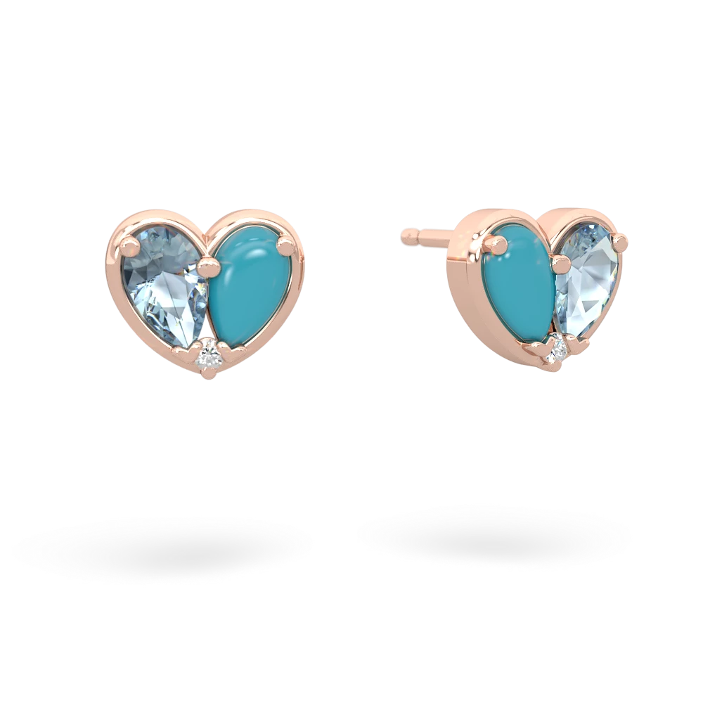 Aquamarine 'Our Heart' 14K Rose Gold earrings E5072