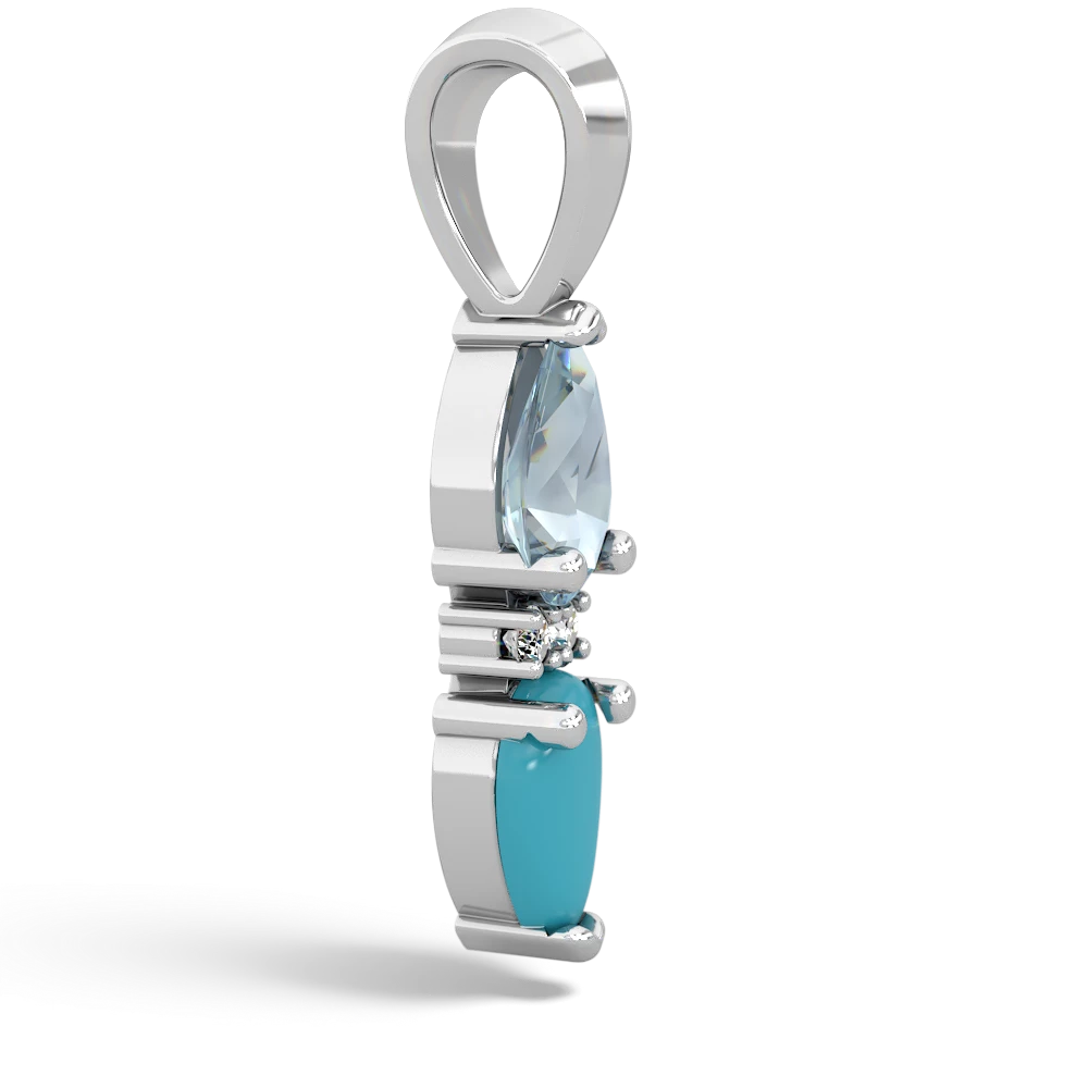 Aquamarine Bowtie Drop 14K White Gold pendant P0865