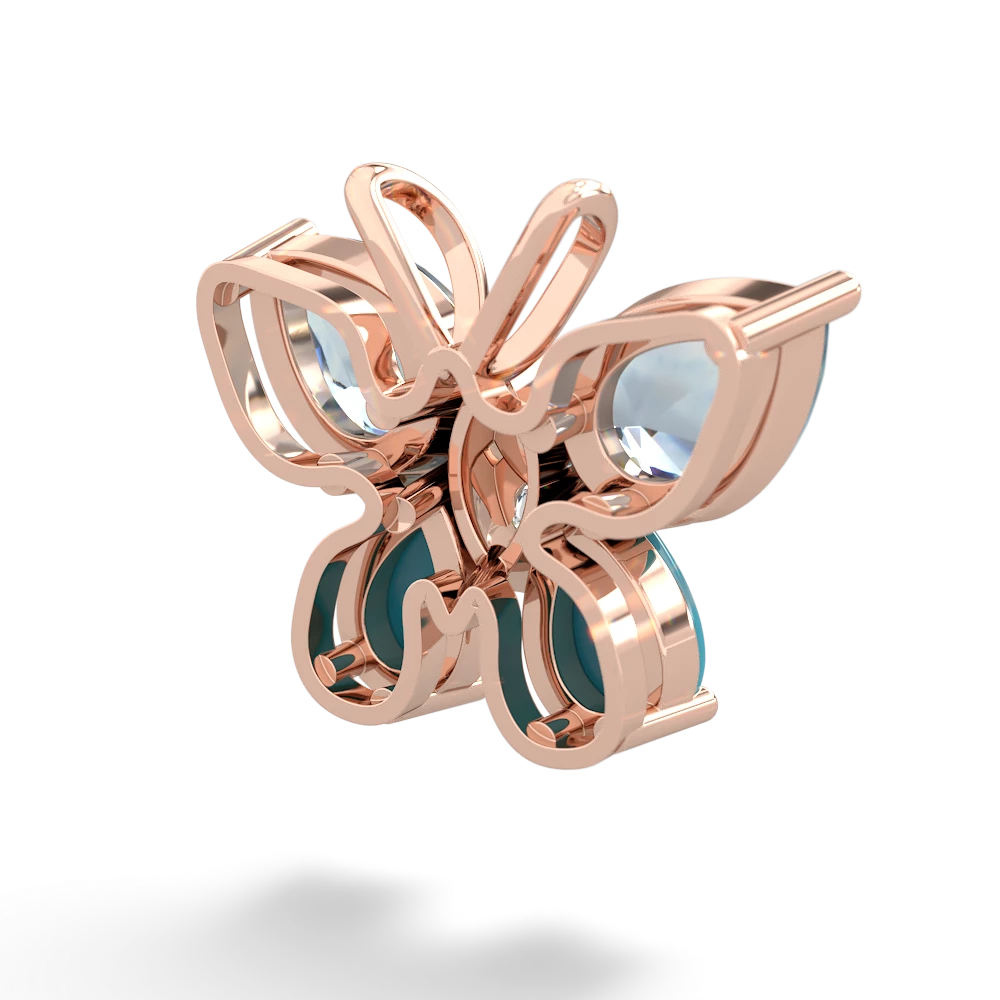 Aquamarine Butterfly 14K Rose Gold pendant P2215