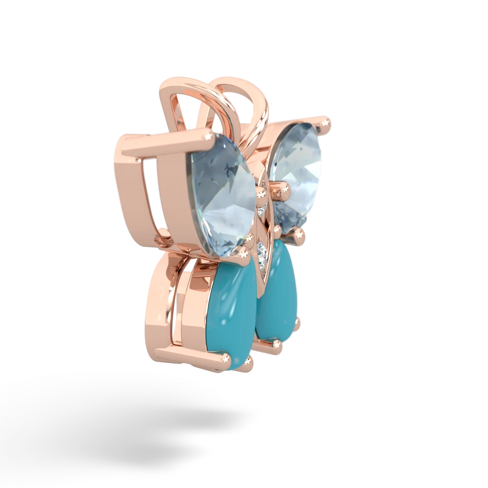 Aquamarine Butterfly 14K Rose Gold pendant P2215