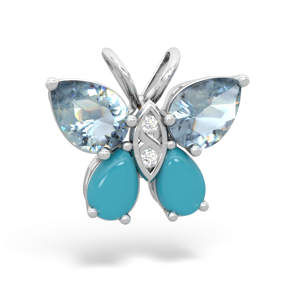 Aquamarine Butterfly 14K White Gold pendant P2215