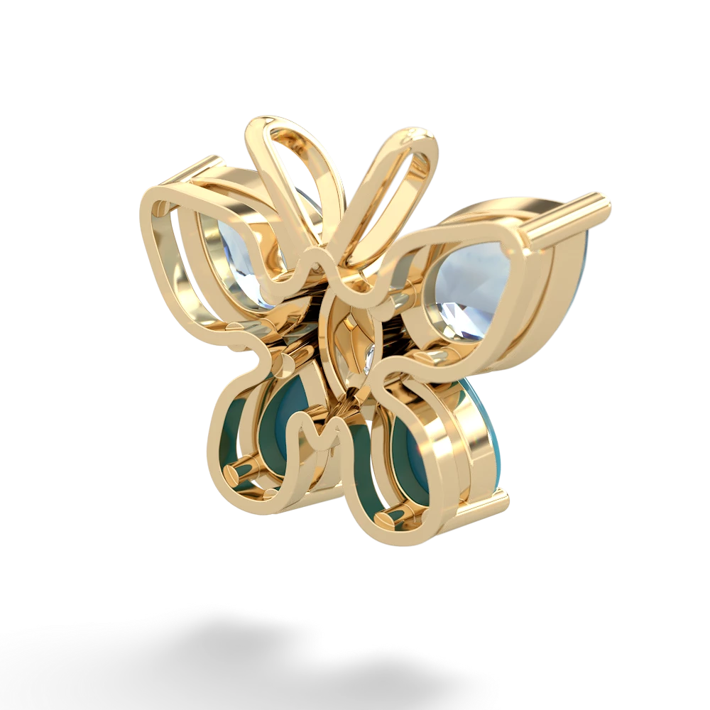 Aquamarine Butterfly 14K Yellow Gold pendant P2215