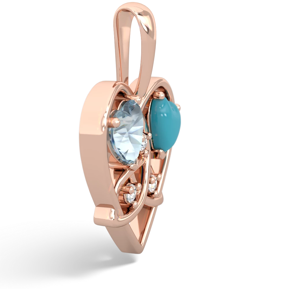 Aquamarine Celtic Trinity Heart 14K Rose Gold pendant P5331