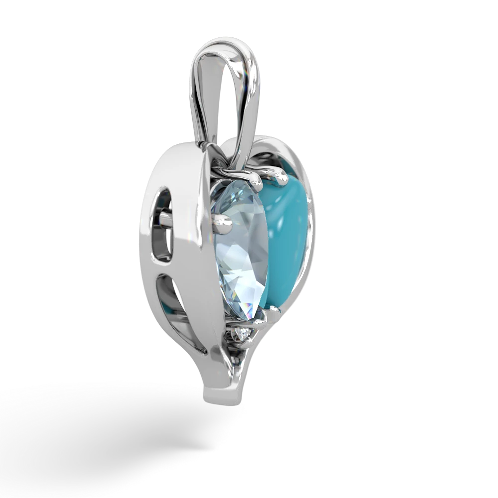 Aquamarine Two Become One 14K White Gold pendant P5330