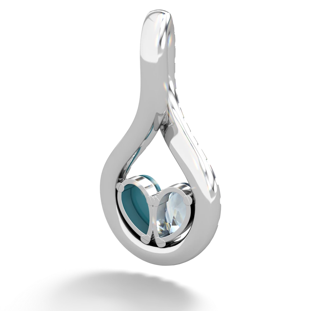 Aquamarine Pave Twist 'One Heart' 14K White Gold pendant P5360