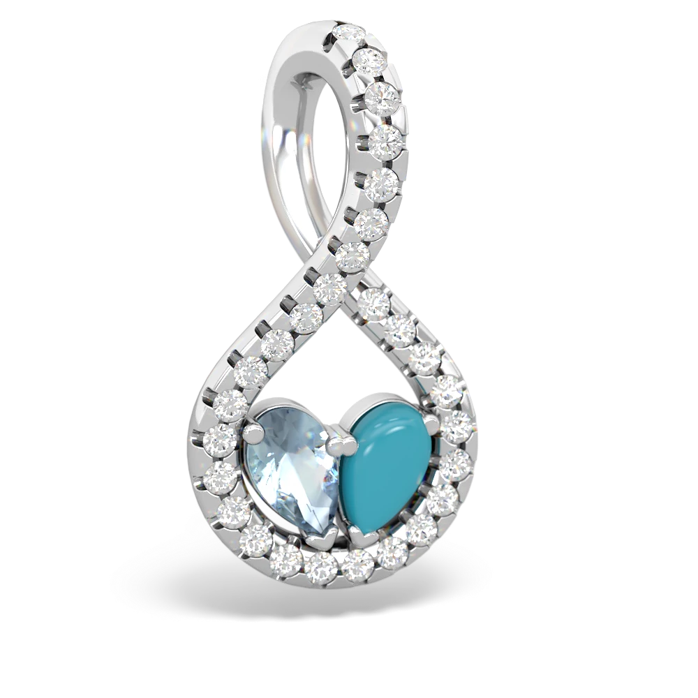 Aquamarine Pave Twist 'One Heart' 14K White Gold pendant P5360