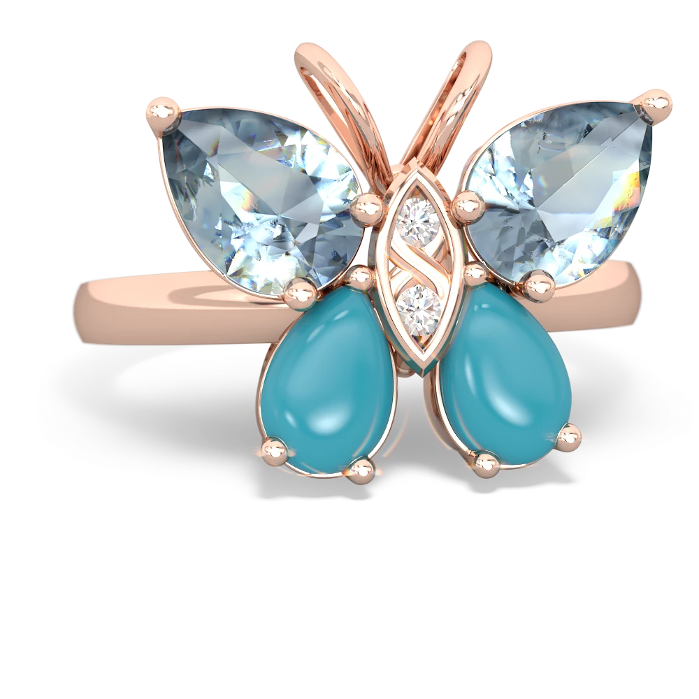 Aquamarine Butterfly 14K Rose Gold ring R2215