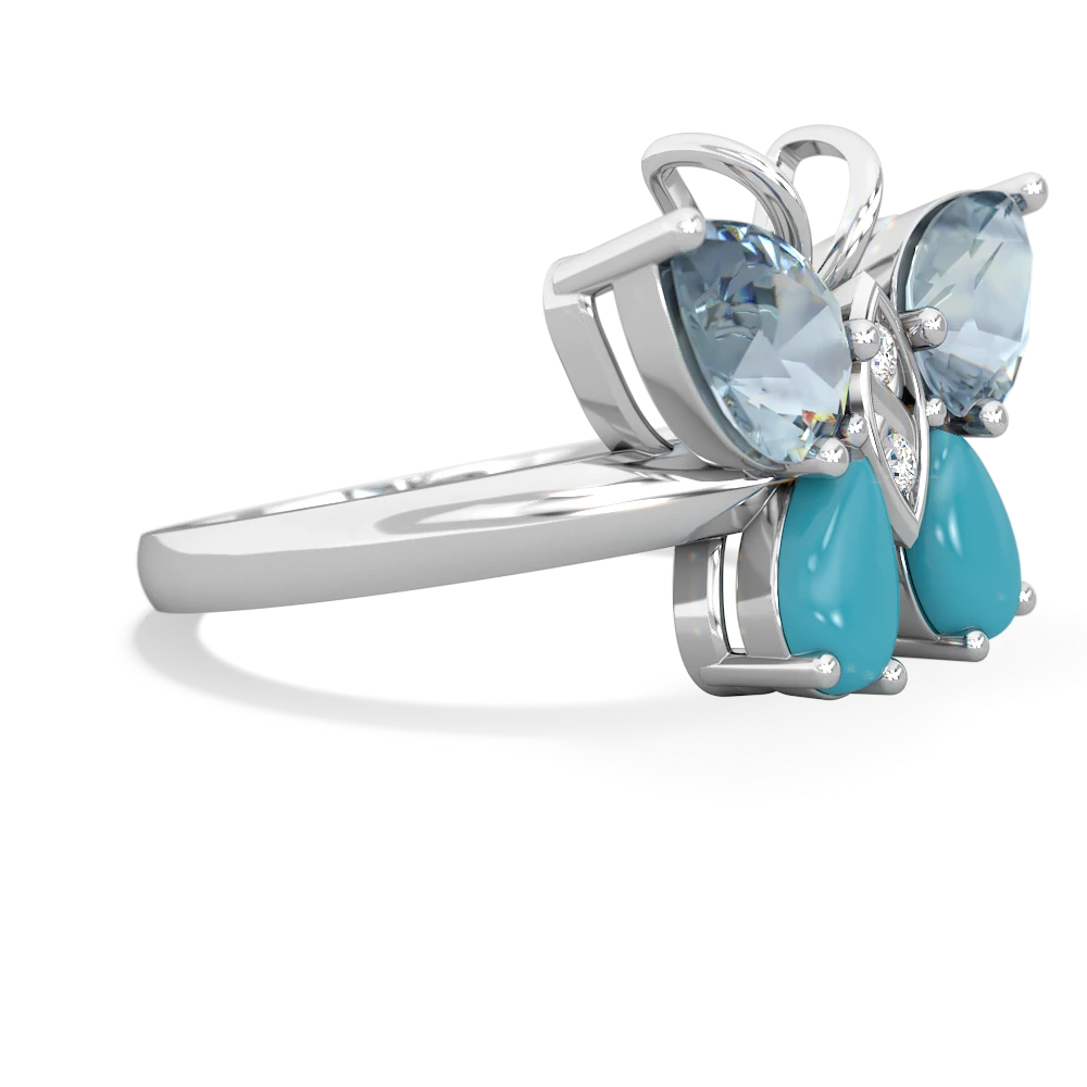 Aquamarine Butterfly 14K White Gold ring R2215