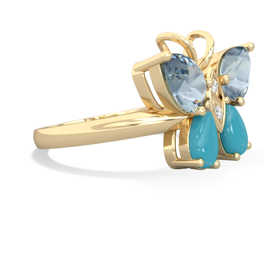 Aquamarine Butterfly 14K Yellow Gold ring R2215