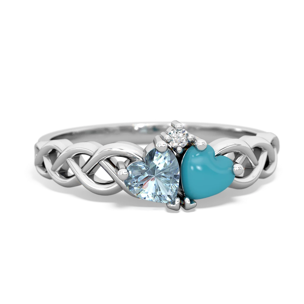 Aquamarine Heart To Heart Braid 14K White Gold ring R5870