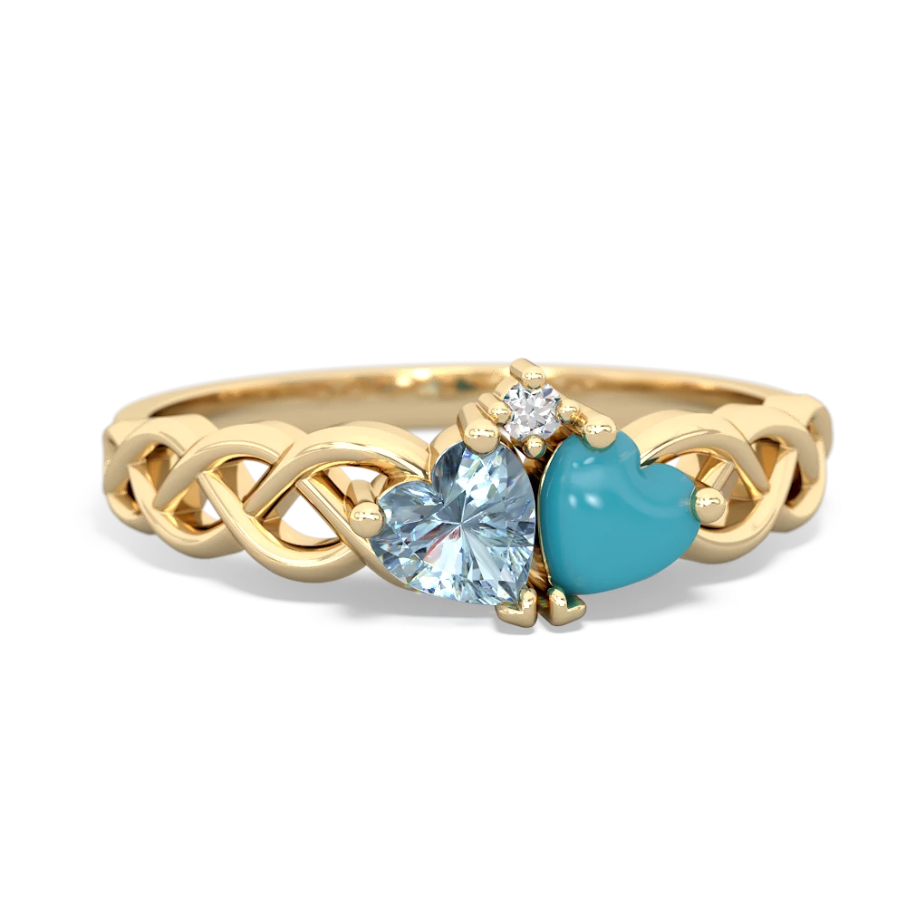 Aquamarine Heart To Heart Braid 14K Yellow Gold ring R5870