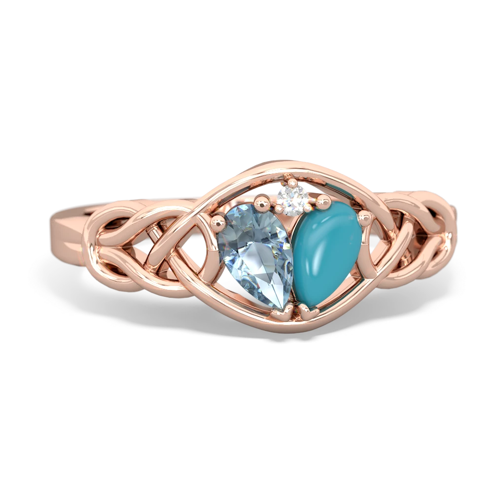 Aquamarine Celtic Love Knot 14K Rose Gold ring R5420