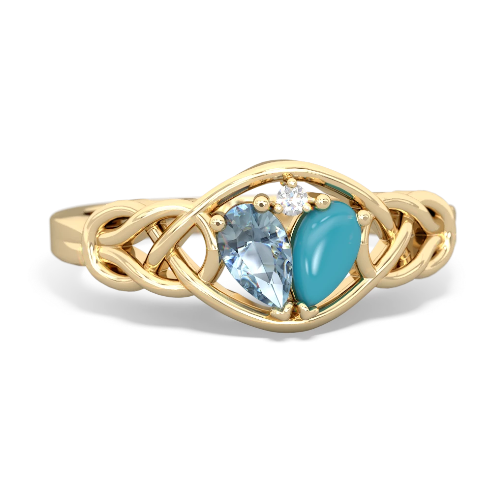 Aquamarine Celtic Love Knot 14K Yellow Gold ring R5420