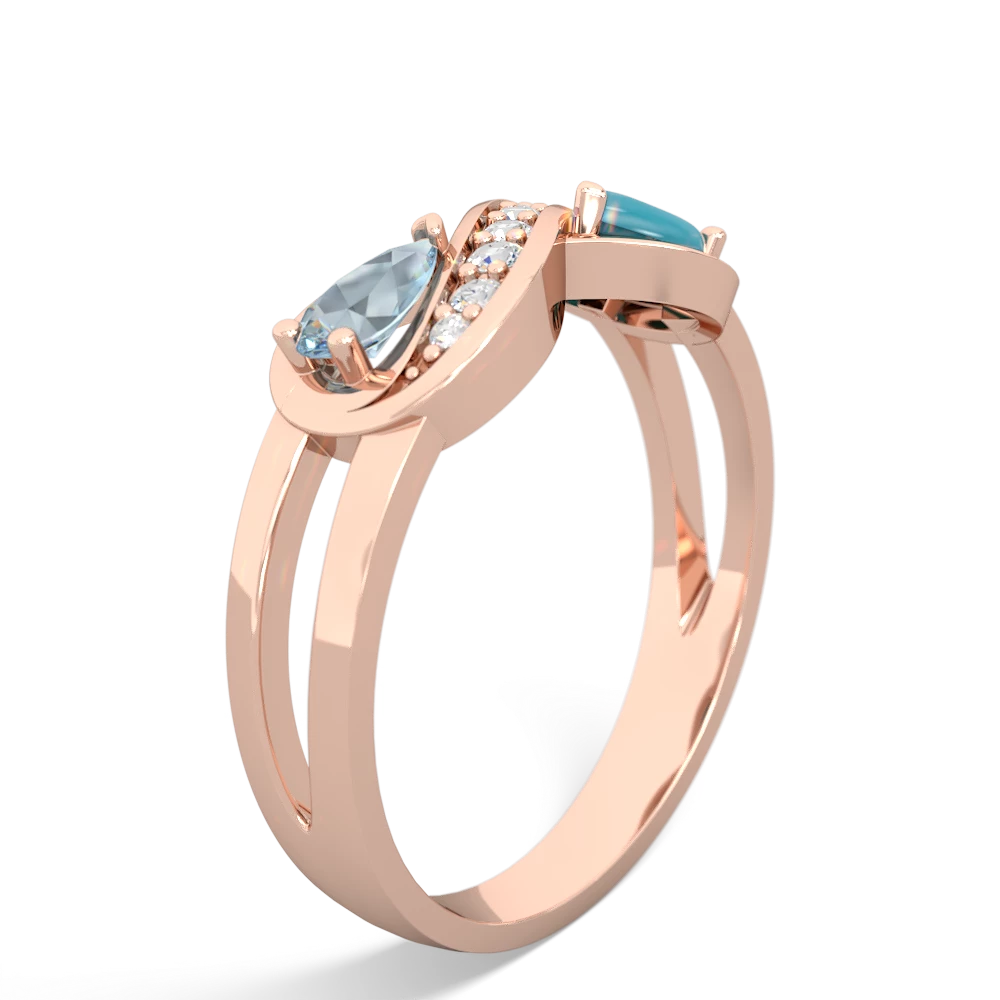 Aquamarine Diamond Infinity 14K Rose Gold ring R5390