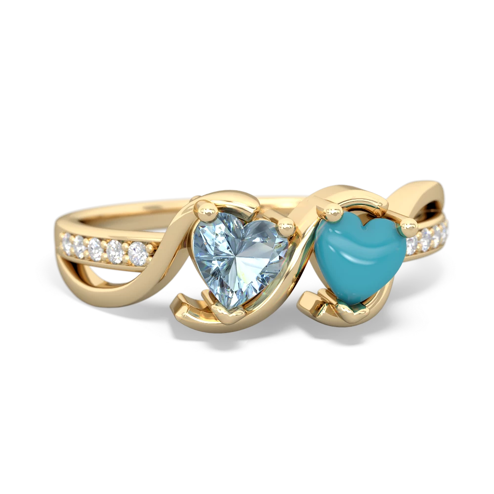 Aquamarine Side By Side 14K Yellow Gold ring R3090