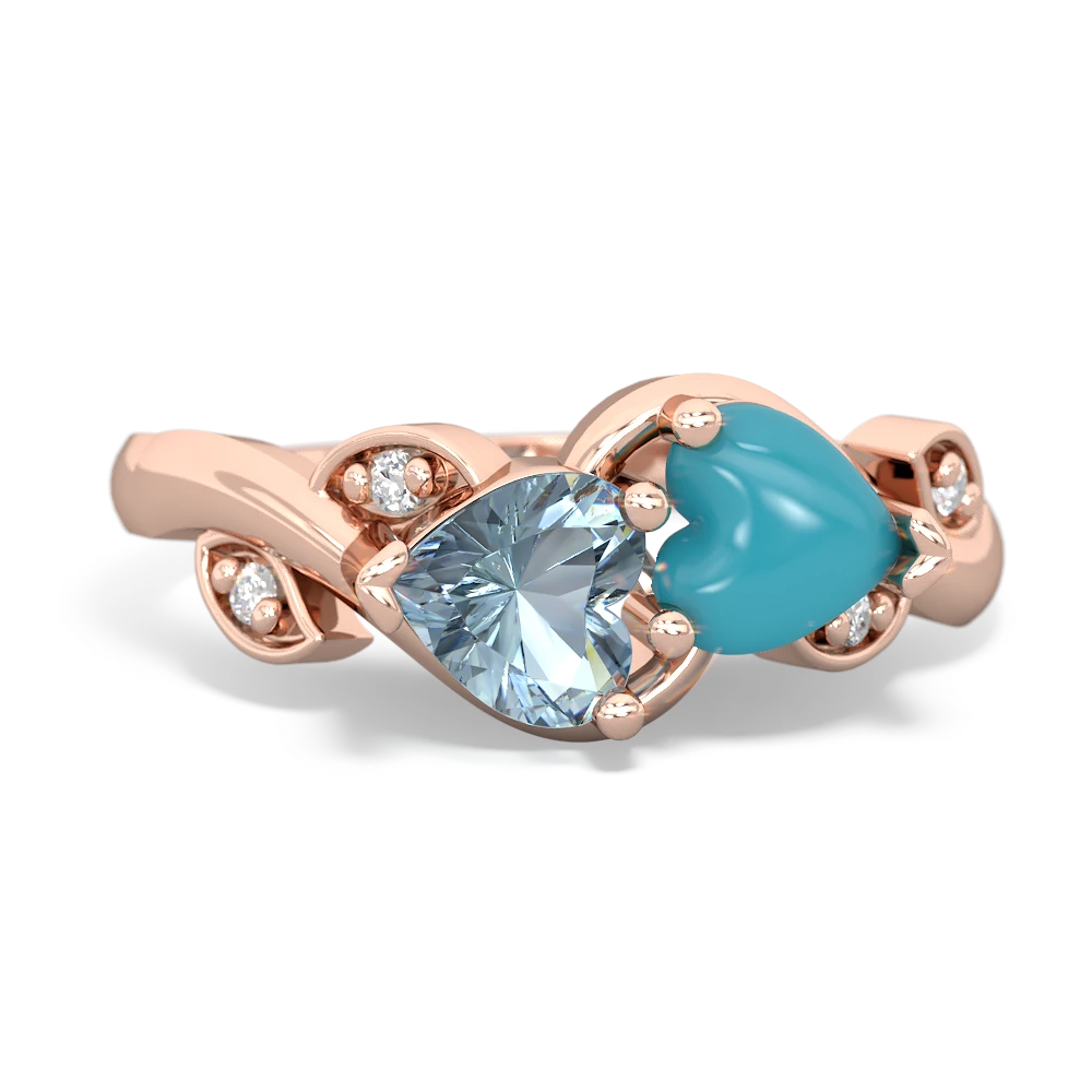 Aquamarine Floral Elegance 14K Rose Gold ring R5790