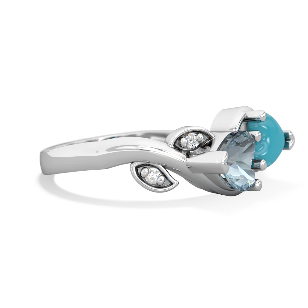 Aquamarine Floral Elegance 14K White Gold ring R5790