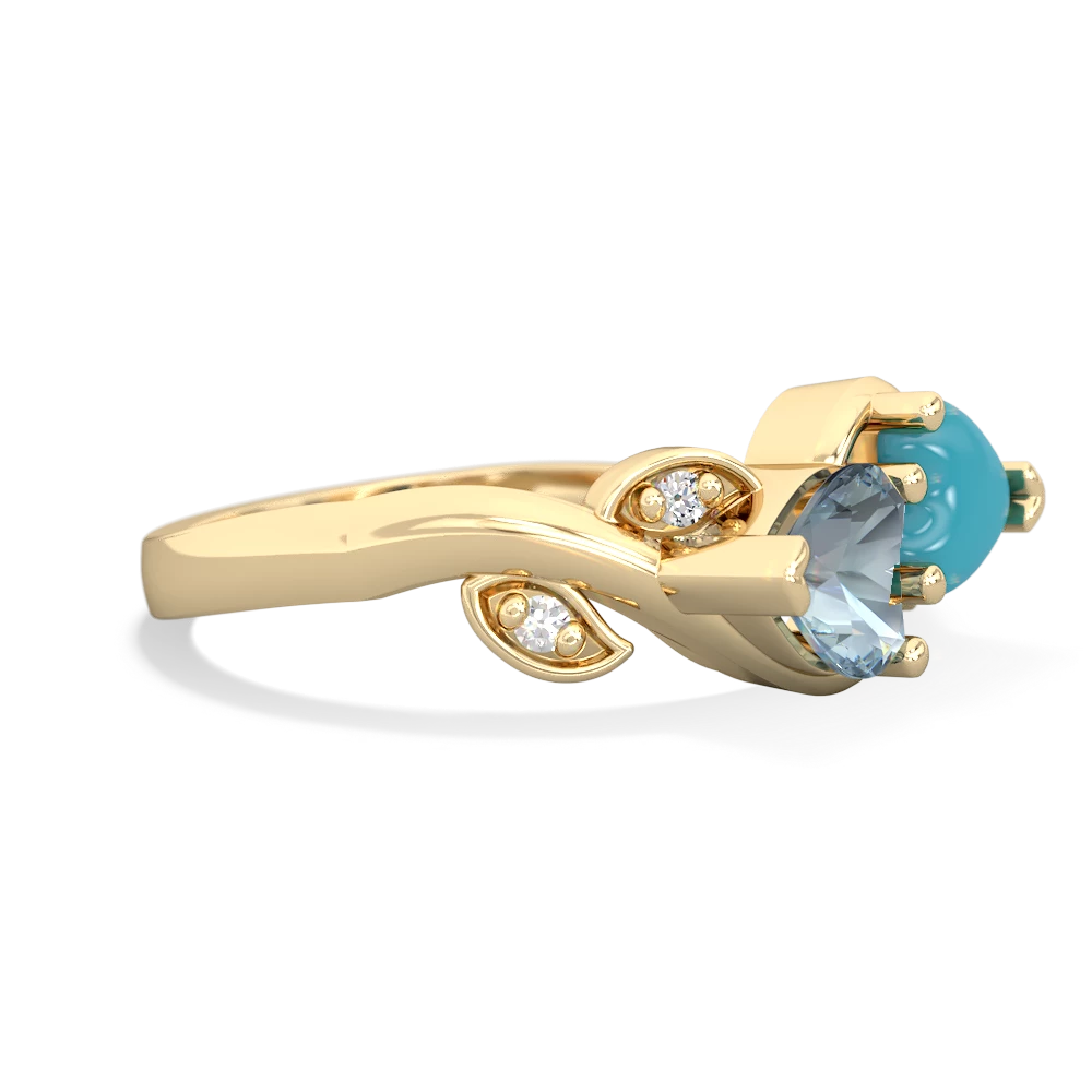 Aquamarine Floral Elegance 14K Yellow Gold ring R5790