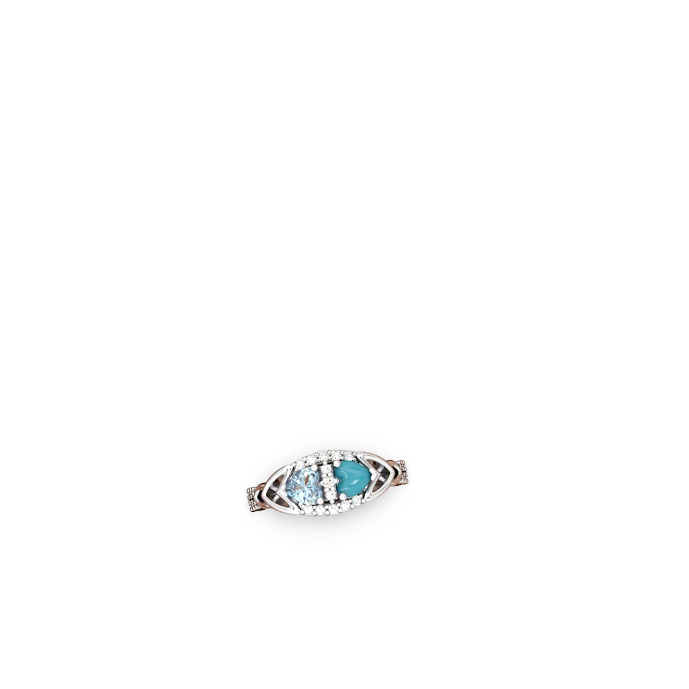 Aquamarine Sparkling Celtic Knot 14K White Gold ring R2645