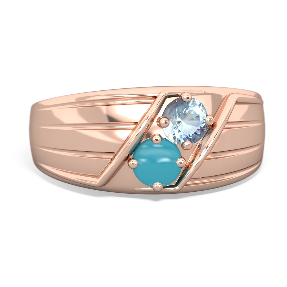 Aquamarine Men's Streamline 14K Rose Gold ring R0460