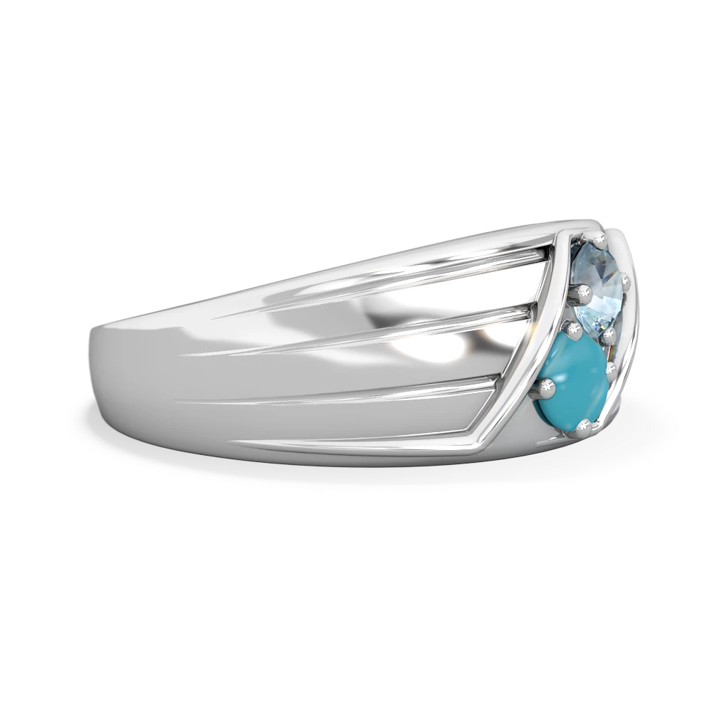 Aquamarine Men's Streamline 14K White Gold ring R0460