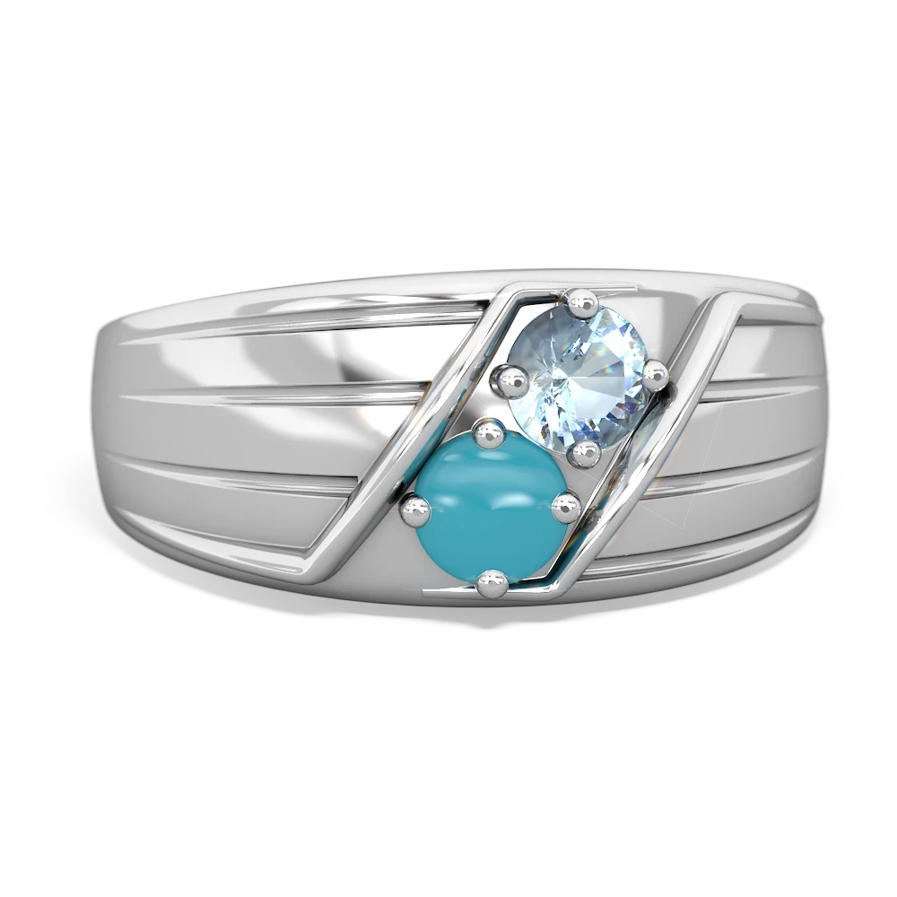 Aquamarine Men's Streamline 14K White Gold ring R0460