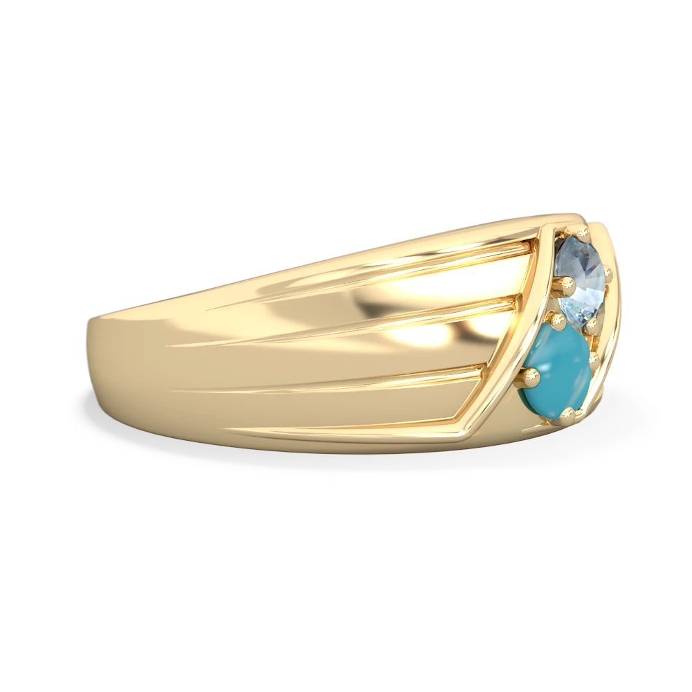 Aquamarine Men's Streamline 14K Yellow Gold ring R0460