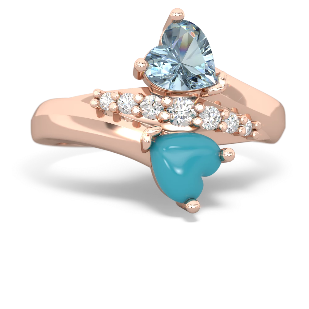 Aquamarine Heart To Heart 14K Rose Gold ring R2064