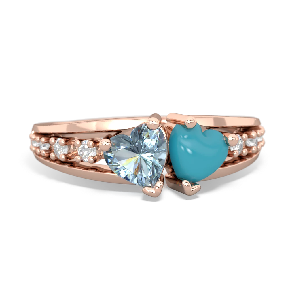 Aquamarine Heart To Heart 14K Rose Gold ring R3342