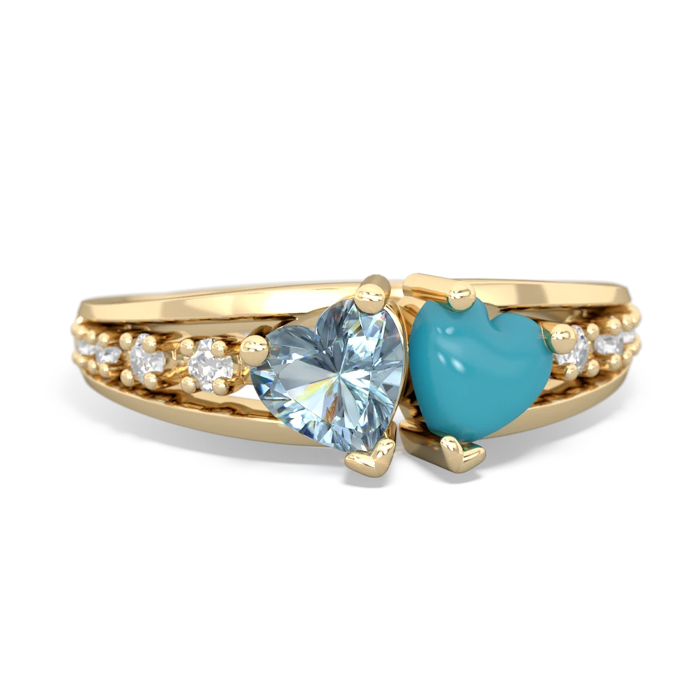 Aquamarine Heart To Heart 14K Yellow Gold ring R3342