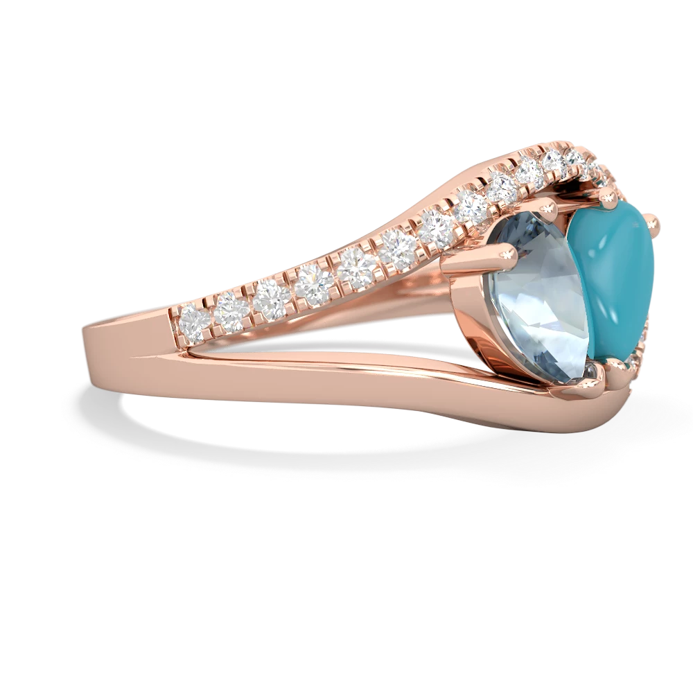 Aquamarine Nestled Heart Keepsake 14K Rose Gold ring R5650