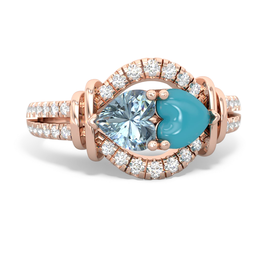 Aquamarine Art-Deco Keepsake 14K Rose Gold ring R5630