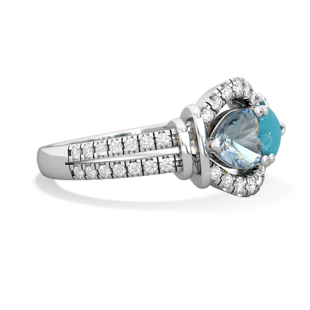 Aquamarine Art-Deco Keepsake 14K White Gold ring R5630